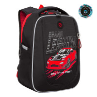 Ранец рюкзак школьный Grizzly RAf-393-3 Urban Legend Черный - красный