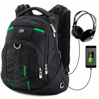 Рюкзак для мальчика SkyName 90-8806 Черно - Зеленый