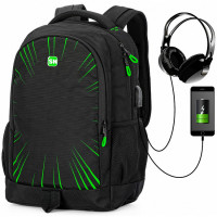 Рюкзак для мальчика Skyname 90-131 Черно - Зеленый