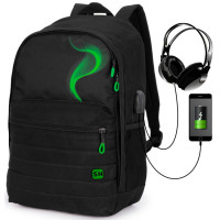 Молодежный рюкзак Skyname 80-48 Черный с зеленым
