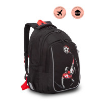 Рюкзак школьный для мальчика Grizzly RB-252-4 Футбол Черный - красный
