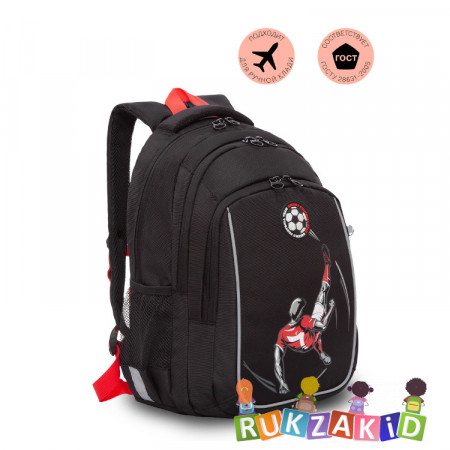 Рюкзак школьный для мальчика Grizzly RB-252-4 Футбол Черный - красный