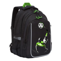 Рюкзак школьный для мальчика Grizzly RB-252-4 Футбол Черный - салатовый