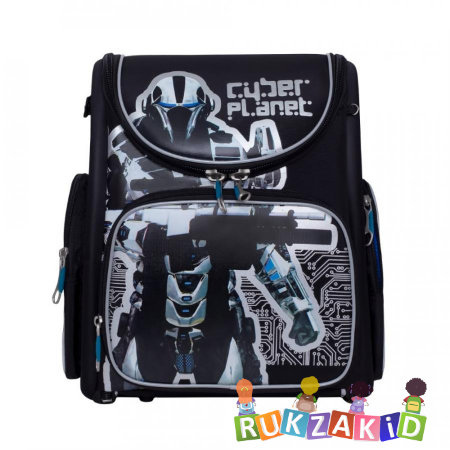 Формованный ранец для школы Grizzly RA-770-1 Cyber Planet Черный