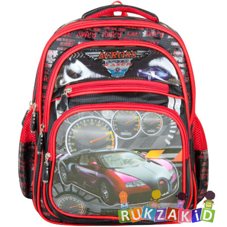 Детский рюкзак для первоклассника Across Машина Красная