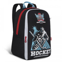 Рюкзак школьный Grizzly RB-151-1 Hockey Черный - голубой