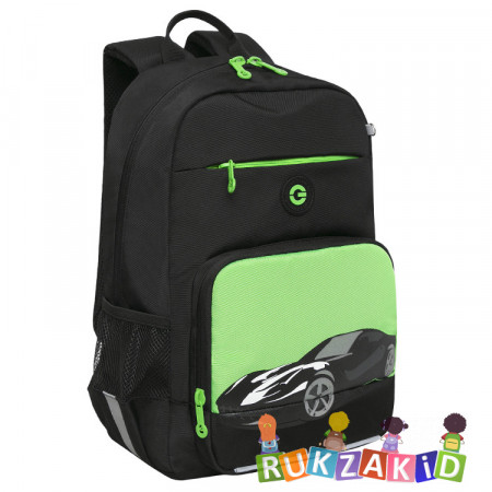 Рюкзак школьный Grizzly RB-355-1 Черный - салатовый