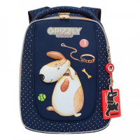 Ранец рюкзак школьный Grizzly RAf-192-6 Собачка Синий