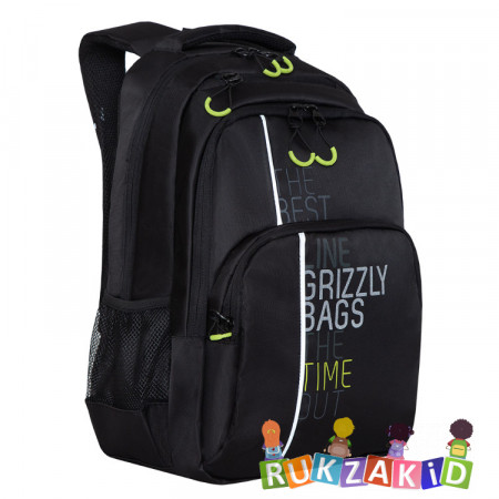 Рюкзак школьный Grizzly RU-030-31 Черный - салатовый