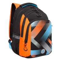 Рюкзак школьный для мальчика Grizzly RB-352-2 Оранжевый - голубой