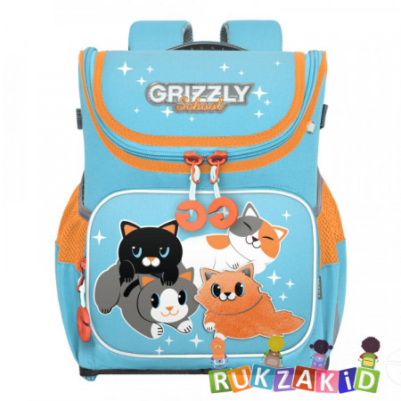 Ранец рюкзак школьный Grizzly RAl-194-2 Котята Голубой