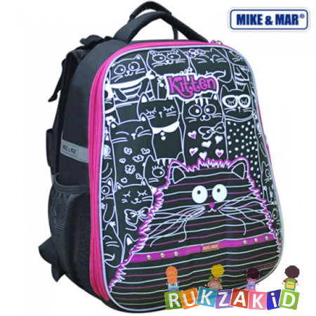 Рюкзак школьный Mike Mar 1008-92 Кошки Черный/ малиновый
