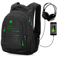 Рюкзак молодежный SkyName 90-129 Черный с зеленым