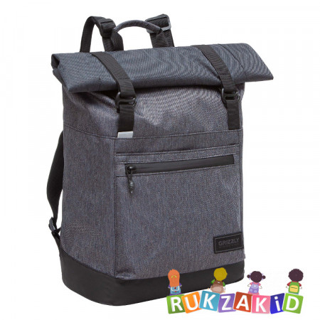 Рюкзак роллтоп мужской Grizzly RQL-315-1 Черный - серый