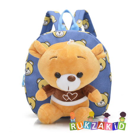 Детский рюкзачок с медвежонком голубой