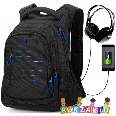 Рюкзак молодежный SkyName 90-129 Черный с синим