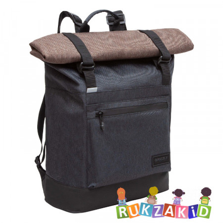Рюкзак роллтоп мужской Grizzly RQL-315-1 Черный - коричневый