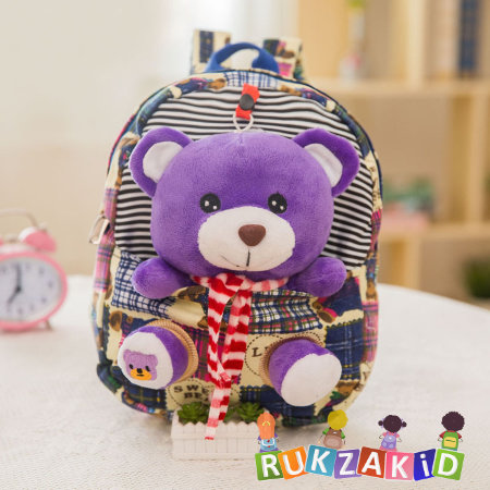 Рюкзак детский для игрушек Happy Baby Мишка Фиолетовый