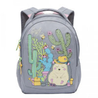 Рюкзак школьный с ежиком Grizzly RG-762-1 Светло - серый