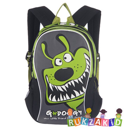 Детский рюкзак Grizzly с собачкой / Roller RS-547-3 черный-зеленый