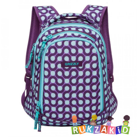 Рюкзак молодежный Grizzly RD-756-1 Круги фиолетовый - бирюза