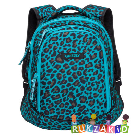 Рюкзак молодежный Grizzly RD-756-1 Леопард бирюзовый
