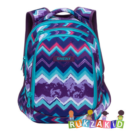 Рюкзак молодежный Grizzly RD-756-1 Зигзаги фиолетовые