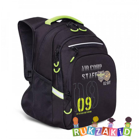 Рюкзак школьный Grizzly RB-050-21 Черный - салатовый