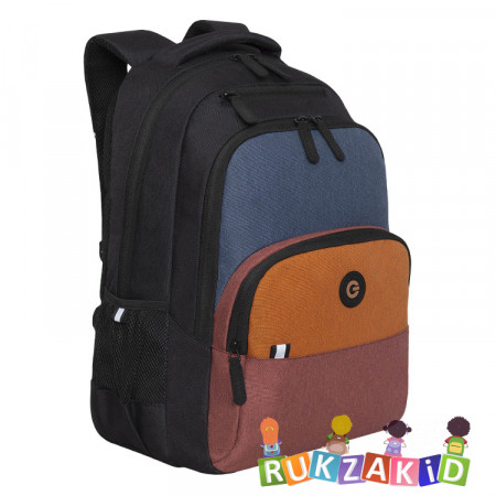 Рюкзак школьный Grizzly RU-330-3 Черный - кирпичный