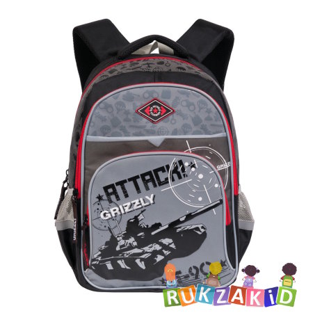Рюкзак школьный Grizzly RB-632-1 черный - серый