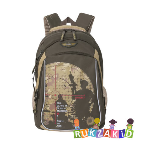 Школьный ранец для мальчика Grizzly RB-732-1 Оливковый