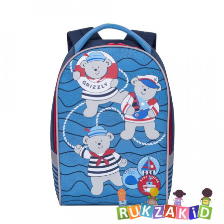 Рюкзак детский Grizzly RS-892-1 Моряки Синий - красный