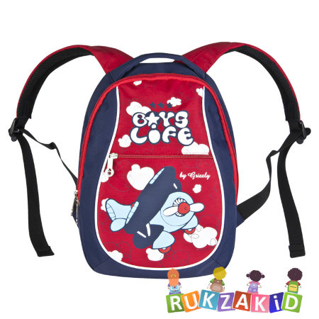 Рюкзак детский для мальчика Grizzly RS-734-10 Boys Life Синий - красный