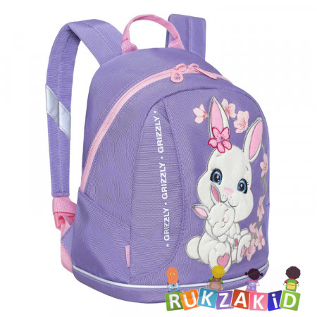 Рюкзак детский с зайчиком Grizzly RK-281-1 Светло - фиолетовый