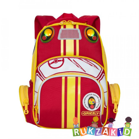 Детский рюкзак в форме машинки Grizzly RS-992-1 Красный - желтый