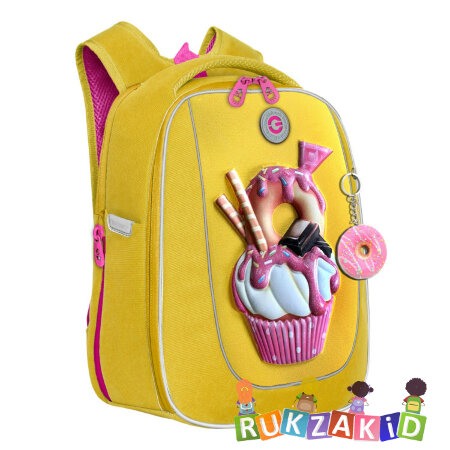 Ранец рюкзак школьный Grizzly RAf-392-1 Кексик Желтый