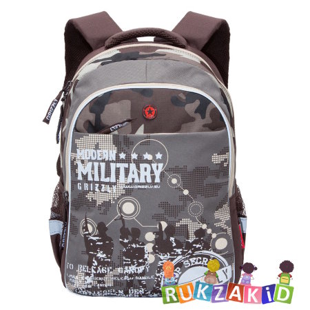 Рюкзак школьный Military RB-632-2 коричневый - хаки