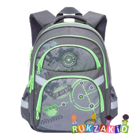 Рюкзак школьный Grizzly RB-629-2 Серый - салатовый