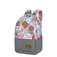 Молодежный рюкзак Asgard Р-5333 Дизайн Серый светлый - Пончики Газета серая