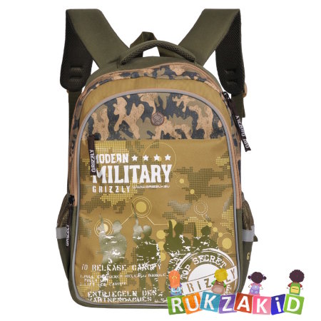 Рюкзак школьный Military RB-632-2 темный хаки - болотный