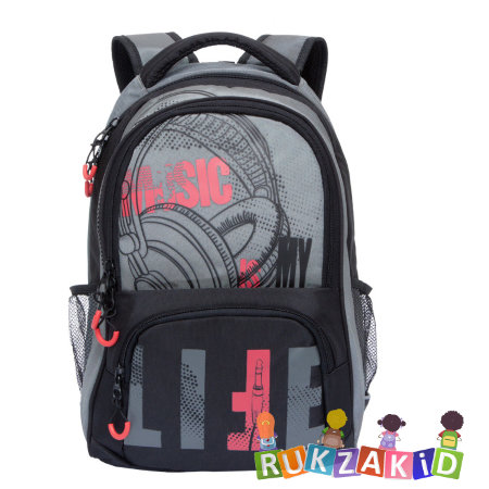 Молодежный рюкзак Grizzly RU-715-1 Серый - красный