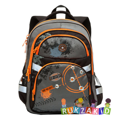 Рюкзак школьный Grizzly RB-629-2 Черный - оранжевый
