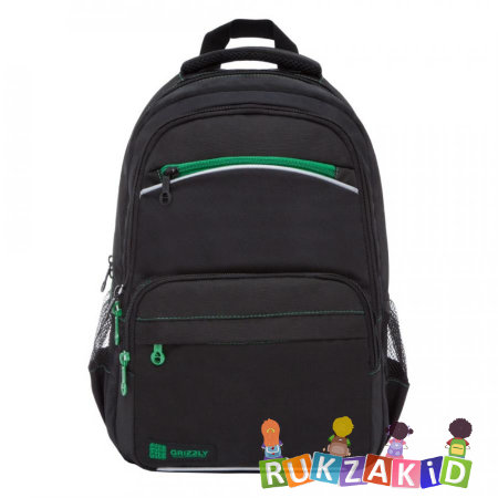 Рюкзак школьный Grizzly RB-860-2 Черный - зеленый