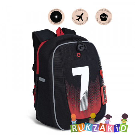 Ранец рюкзак школьный Grizzly RAf-293-5 Черный - красный