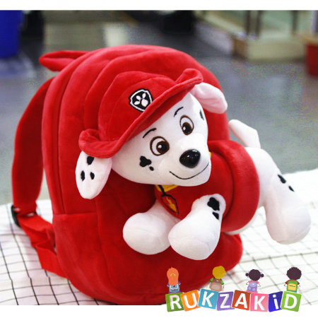 Детский рюкзак с собачкой Пожарный Красный