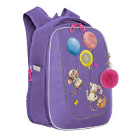 Ранец рюкзак школьный Grizzly RAf-392-3 Мышки Лаванда