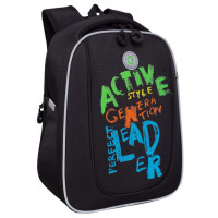 Ранец рюкзак школьный Grizzly RAf-393-2 Черный - салатовый
