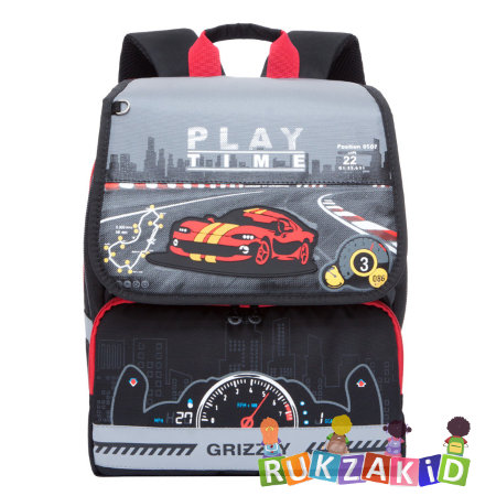 Рюкзак школьный Grizzly RA-777-1 Play Time Черный - серый