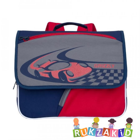 Рюкзак детский Grizzly RK-997-1 Темно-синий - серый - красный
