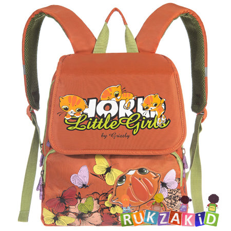 Рюкзак школьный с котенком Grizzly World Little Girls RA-545-4 Оранжевый
